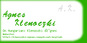 agnes klenoczki business card